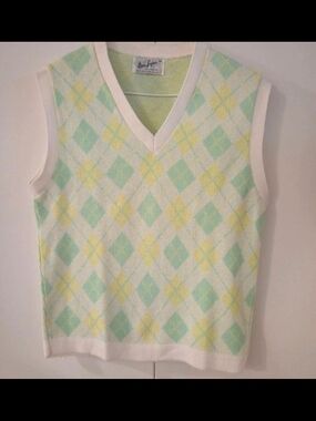 Don Loper Argyle Soft Mint Knit Top